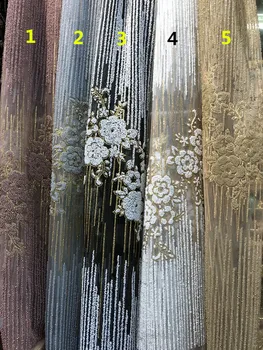 

Hot selling glued glitter sequins lace fabric Jolin-92658 African French net tulle Lace Fabric for party