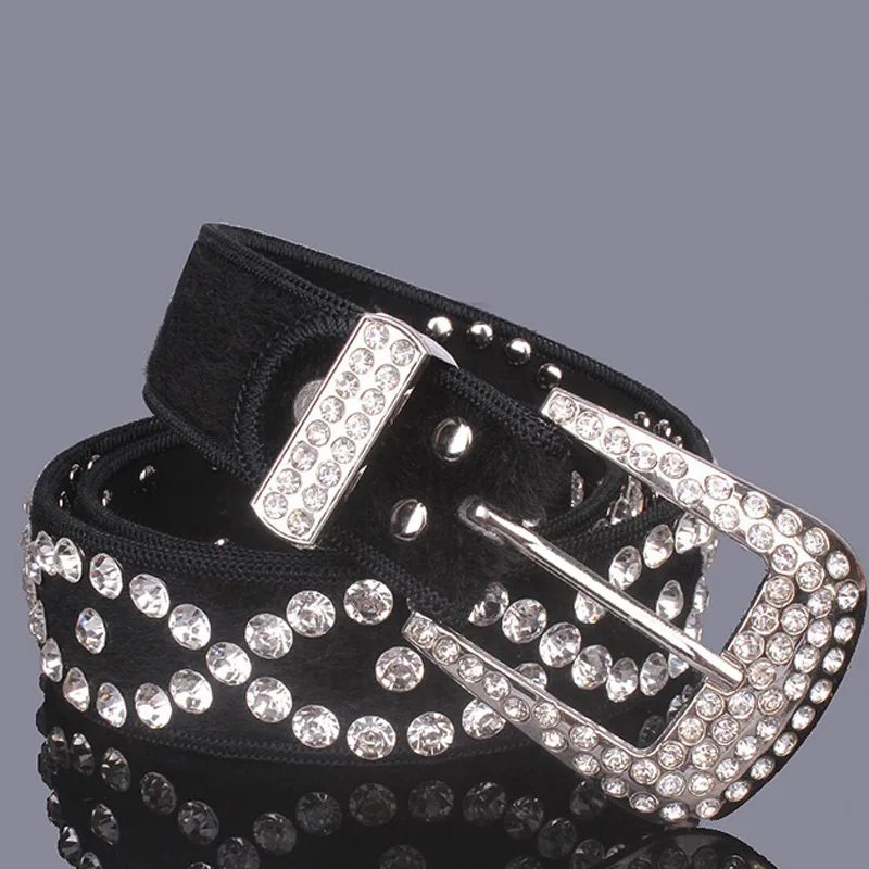 new fashion design leather belt for women rhinestone buckle belts women