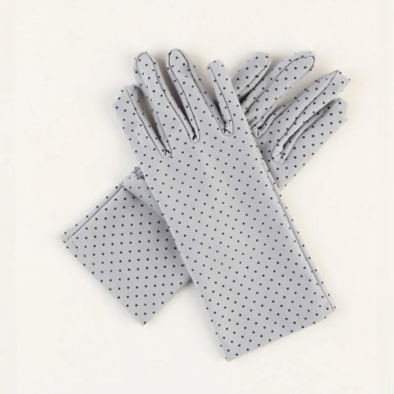 Модные летние женские перчатки и варежки для езды от солнца эластичные женские перчатки в горошек Прямая поставка G007