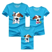 1pcs Matching Family Clothes Mom And Son Shirt 2016 Casual Cartoon Dog Short sleeve T shirt