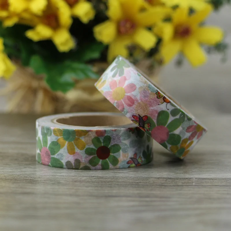 DIY Japanese Paper Washi Tapes Floral Colored Masking Tapes Decorative