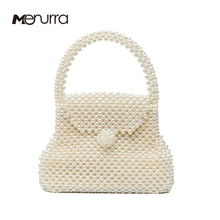 Женская сумка с жемчугом, акриловая сумка с бисером, вечерние винтажная сумка в стиле ретро, роскошный бренд, белый клатч,, Прямая поставка
