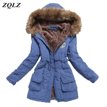 ZQLZ зимняя меховая парка с капюшоном Mujer плюс размер черная стеганая куртка женские толстые теплые хлопковые куртки пальто женское длинное
