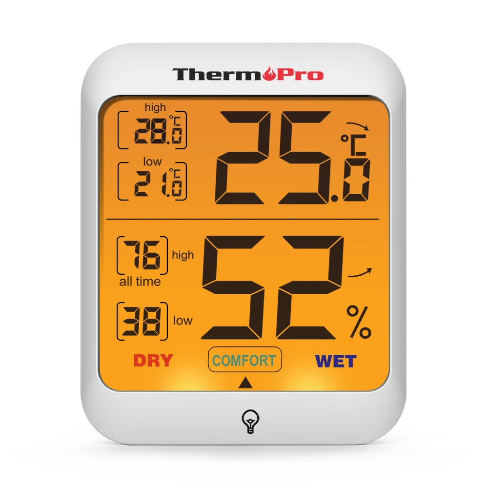 

ThermoPro TP-53 Digital Indoor Thermometer Humidity Monitor with Touch Backlight