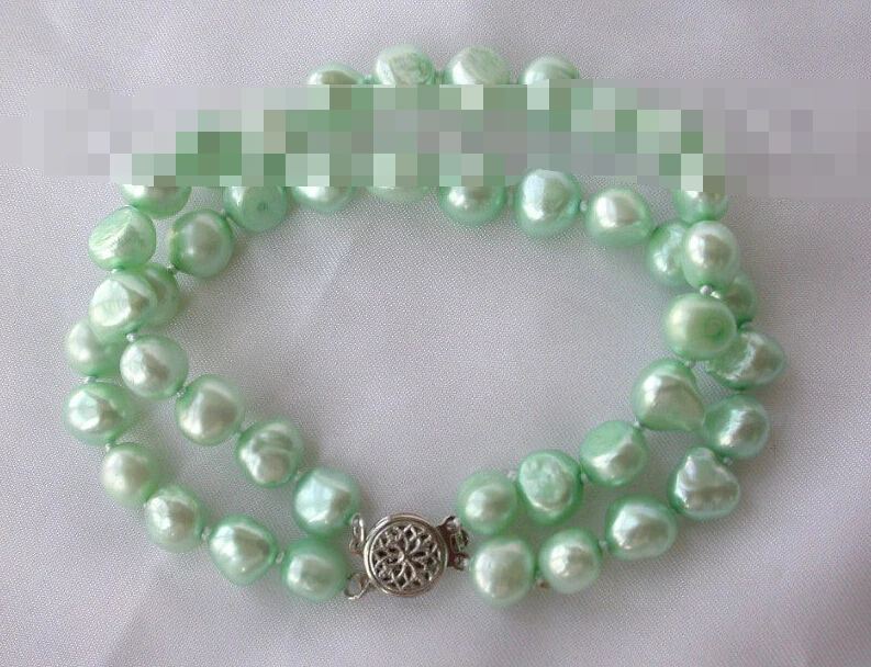 

0874 2rows baroque green freshwater pearl bracelet