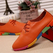 Г. Новые весенние кожаные белые туфли обувь для медсестры оранжевые туфли на плоской подошве для студентов повседневная обувь Размеры 35-41