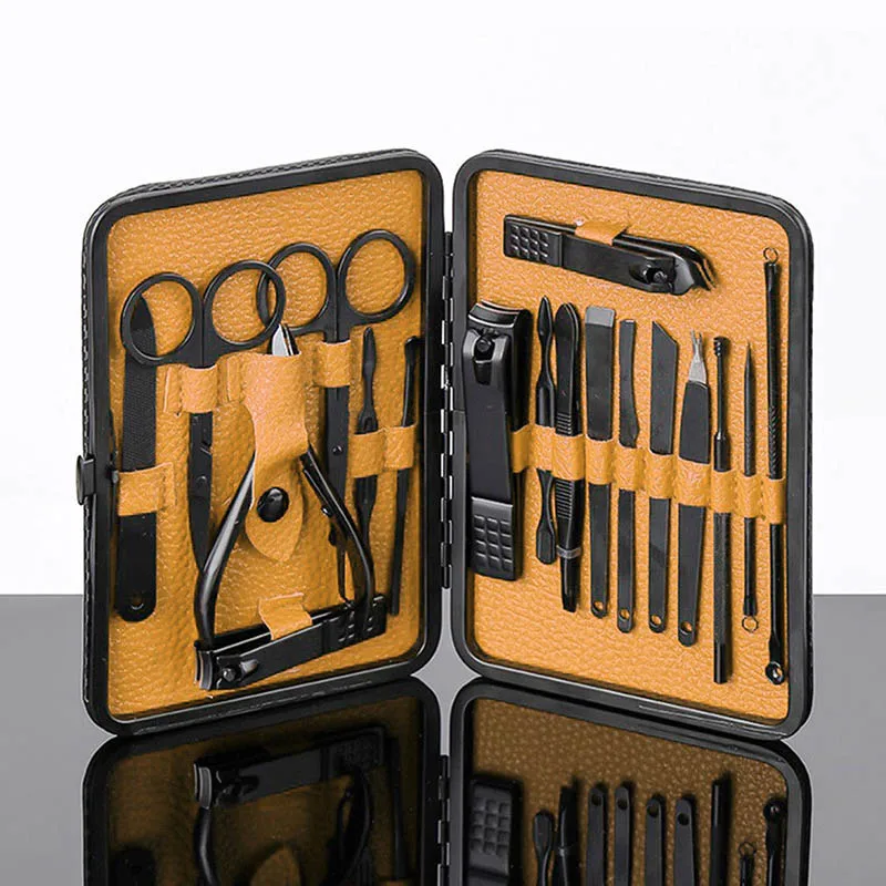 

Hot 18Pcs Nail Clippers Set with Storage Case Stainless Steel Manicure Pedicure Grooming Tools Kit FQ-ing