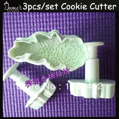 

Lace 3pcs Fondant Sugarcraft Plunger Cutter Stamp Clay Clays Cake Decorating Tool Fondant Mold, DIY Fondant Tools