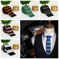 Новинка 2017 года шерстяной трикотажный галстук Повседневное корейский плоской головкой 5 см узкий полосатый галстук Для Мужчин's Вязание 20