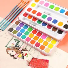 Однотонные акварельные краски в наборе портативный Начинающий 24 цвета 36 цветов студенческий художественный краситель ing краска ing комплект, принадлежности для живописи