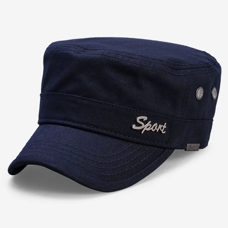 

Beckyruiwu Top Quality 100% Cotton Flat Top Army Caps Big Bone Man Plus Size Military Caps 56-61cm