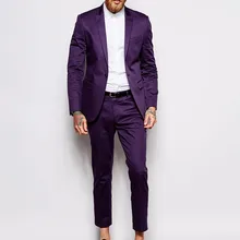 Одна кнопка максимумом нагрудные фиолетовые костюмы Для мужчин Красивая крутая Мода смокинги таможенные Homme мужской костюм тонкий FitBlazer(куртка+ брюки