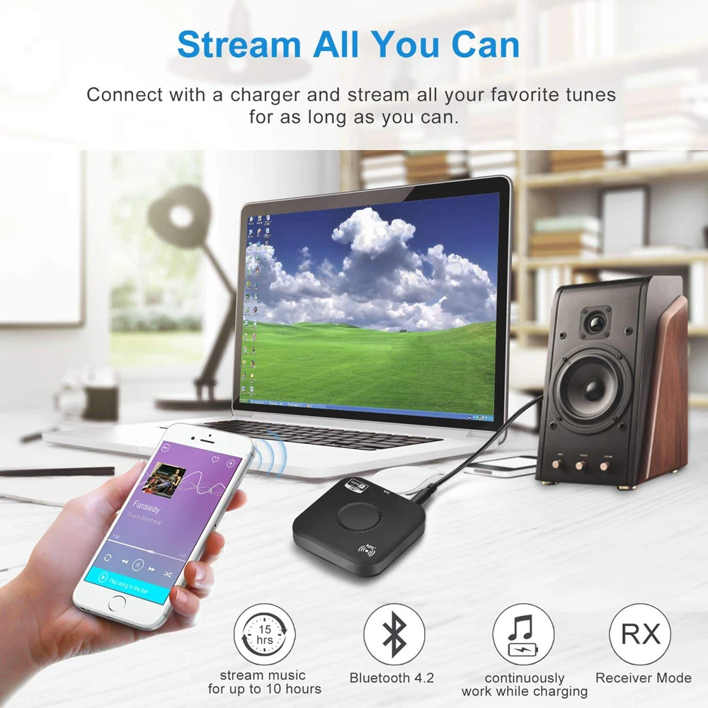 VAORLO Bluetooth приемник аудио AUX APTX V4.2 приемники NFC автомобильный комплект свободные