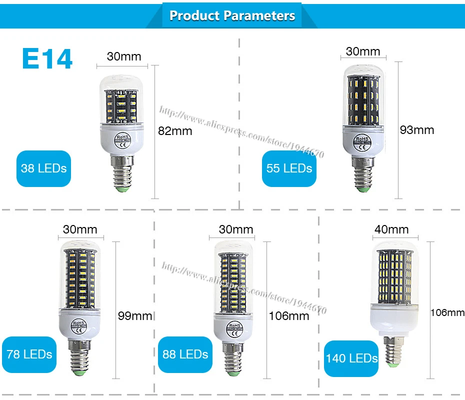 Светодиодные лампы E27 E14 SMD 4014 Lamparas свет 38 55 78 88 140 светодиоды лампада Светодиодная лампа 220 В ампулы свечи Luz более яркий, чем 5730