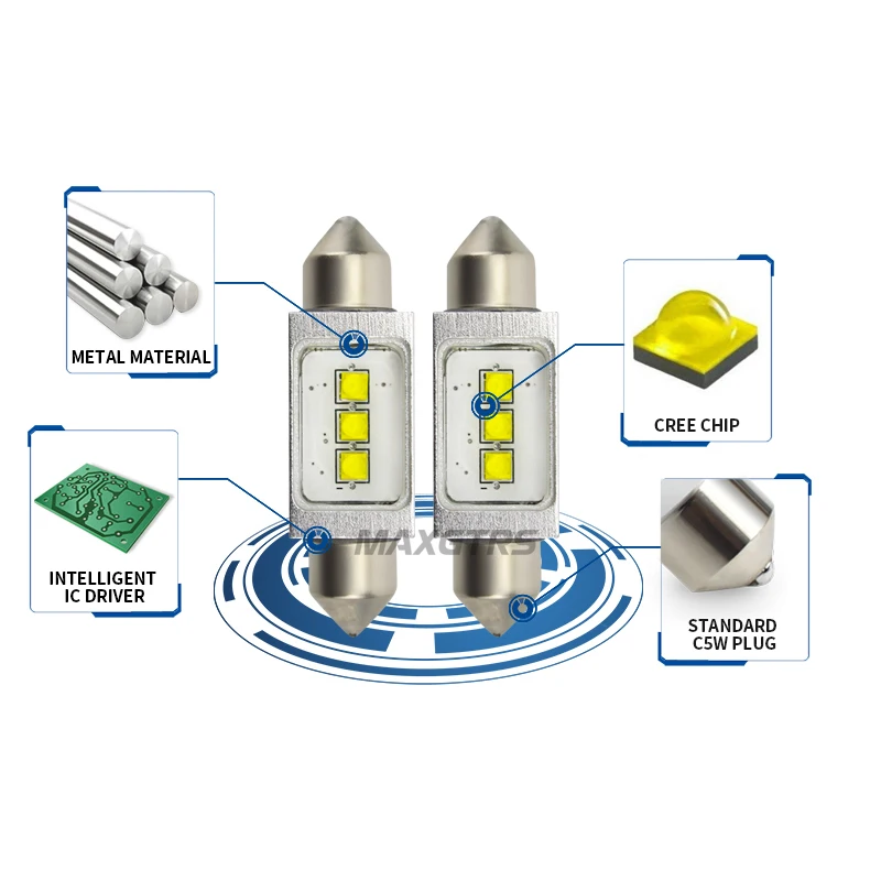 Led Car 3 Cree Lamp C5w 2