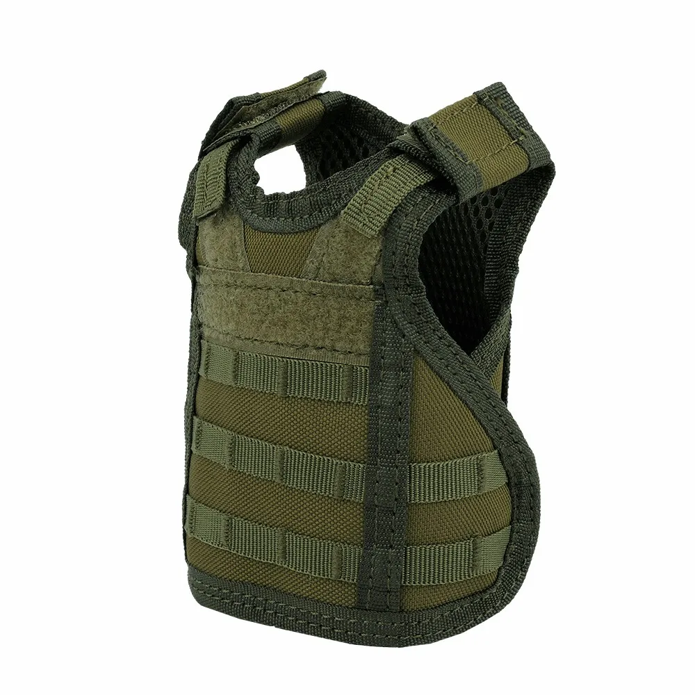 Tactical Mini Hunting Vest Beer Cover Vest Adjustable Molle Shoulder Straps Bottle Vest Water Bottle Carrier for Outdoor Soprts