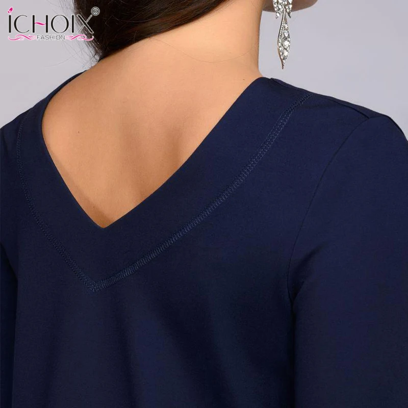 ICHOIX 2018 Spring Summer Solid Color Dress Three Quarter Sleeve Pockets Elegant Dress Women Loose Casual Dress Purple Vestido ICHOIX 2018 Spring Summer Solid Color Dress Three Quarter Sleeve Pockets Elegant Dress Women Loose Casual Dress Purple Vestido