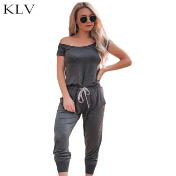 

2019 New Arrival Women Casual Sexy Off Shoulder Short Sleeve Jumpsuit Summer Slim Elegant Long Rompers
