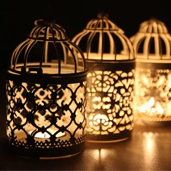 

Iron Hanging Hollow Out Birdcage Candlestick Candle Holder Home Decor