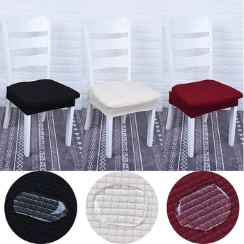 

Waterproof Solid Color Dining Room Chair Protector Cover Elastic Spandex Polyester Seat Cover Durable Washable Chair Seat Case