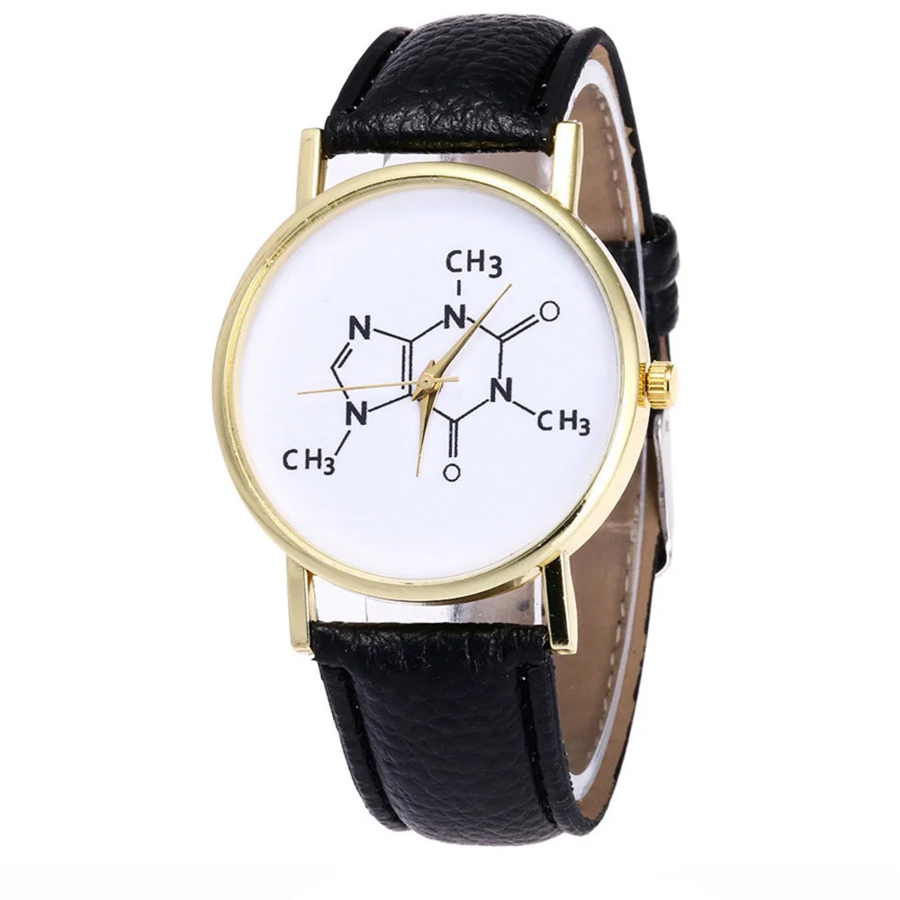 Креативные Часы Femmes Montres Fille En Cuir Bande Chimique Symbole Imprimer Analogique Quartz Montre Relogio Feminino * A |