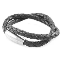 Новое поступление, женский мужской кожаный браслет с магнитной застежкой из нержавеющей стали, модные ювелирные изделия, bijioux, WL013