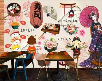 

beibehang 3d wallpaper Japanese food sushi restaurant catering tooling wall mural background wall wallpapers for living room