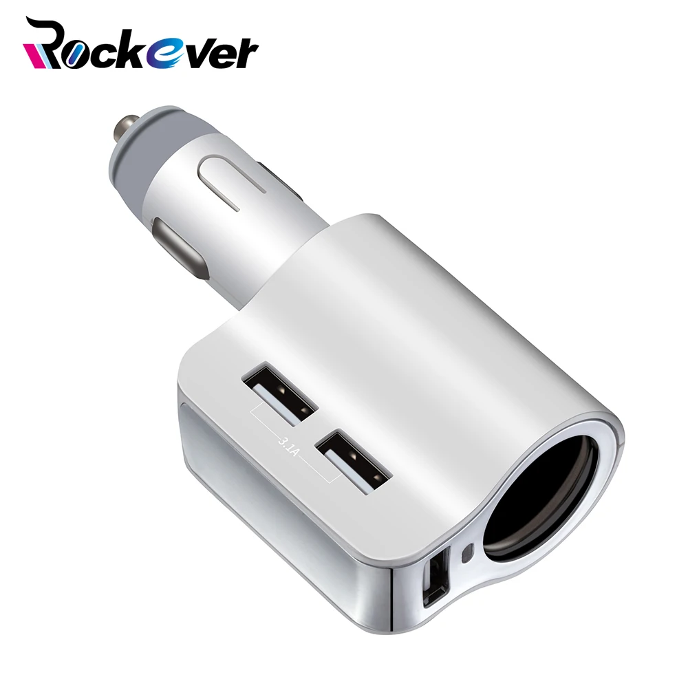 

AUTO Car Charger 3.1A 3 USB Port + Cigarette Lighter Power Socket Slot Mobile Phone Charger For IPHONE Ipad Samsung Lenovo Z5 S5