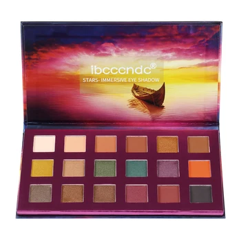 

2019 Sunset Yellow Theme 18 Color Matte Pearlescent Eyeshadow Palette Waterproof Pressed Powder Glitter Eye Shadow Makeup TSLM1