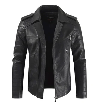 

New Men's Dropshipping Clothing PU Leather Jacket Men Fitness Fashion Male windproof moto bike Jacket Casual hot sale top Coat