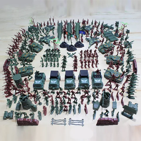 Figuras de Ação dos Homens Playset com Base do Exército Besegad Plástico Exército Grupo Batalha Soldado Militar Modelo Brinquedos Acessórios 307 Pçs