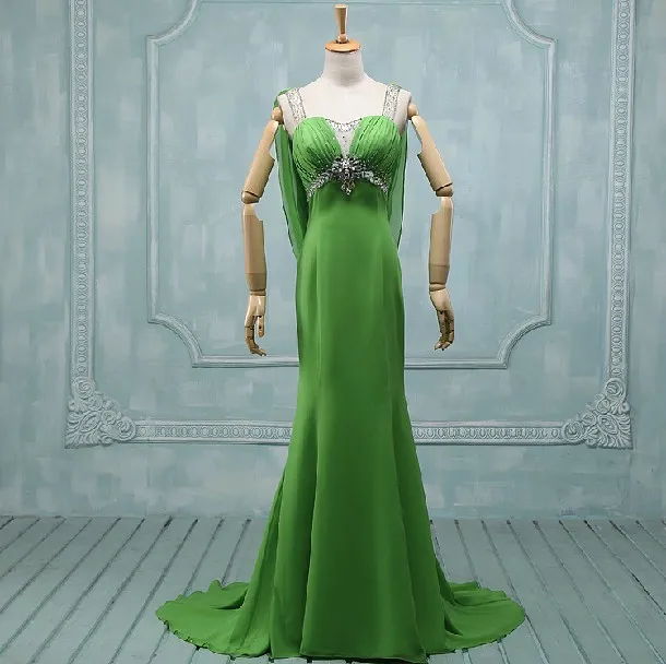 

free shipping party gown robe de soiree 2018 new fashion crystal sexy backless green vestidos de festa long bridesmaid dresses