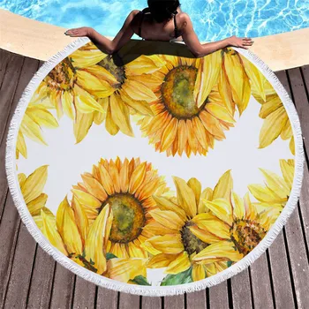 

Everybody Love Beach Summer Sunset Sunflower Printing Beach Towel Polyester Beach Pad Towel Circle Yoga Mat Large Round Tapestry
