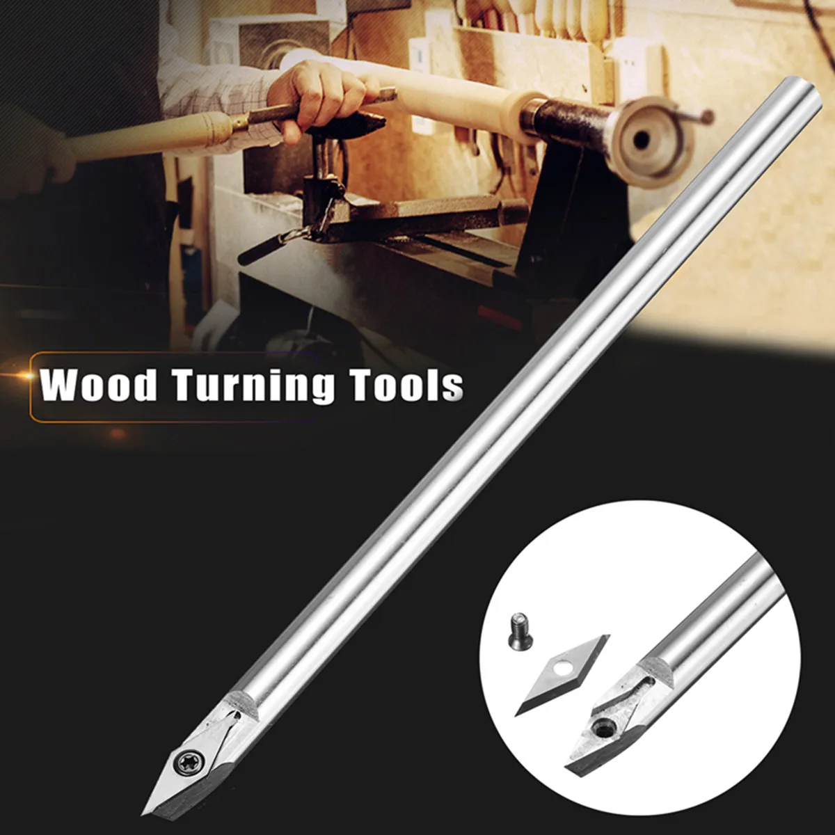 

DIY Carpentry 250mm 35 Degrees Wood Turning Tool Chisel Carbide Tip Diamond Shape Shar p Insert Cutter Lathe Tools