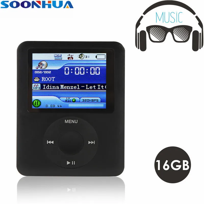 SOONHUA 1.8 inch Screen 16GB MP3 Mp4 Player Portable Mini Walkman Music