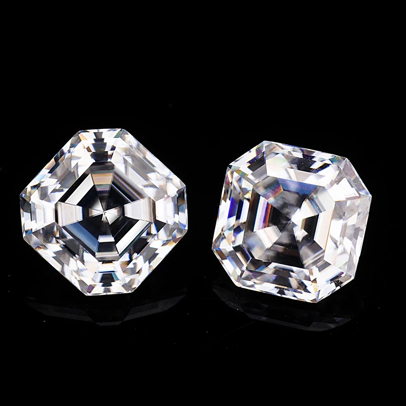 

loose moissanites excellent quality EF color clear white color 7x7mm asscher cut moissanites loose gems stone