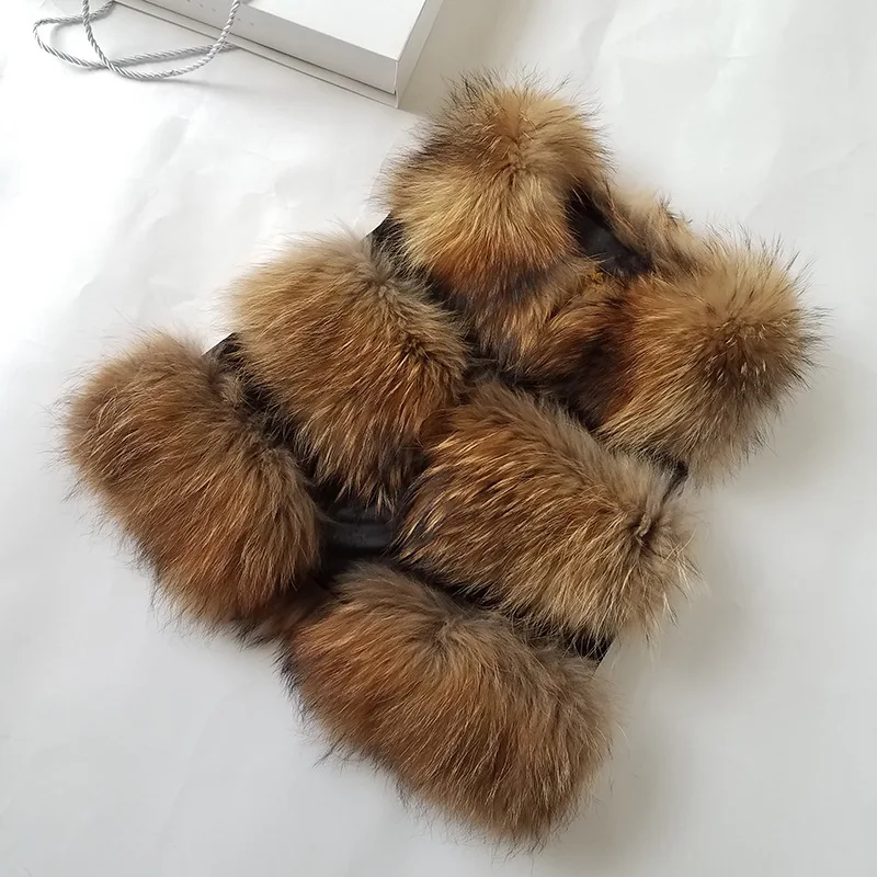 

Women Full Pelt Raccoon Dog Fur Vest 2019 New Fashion Real Fur Short Coat Ladies Waistcoat Jacket 6 Colors Autumn Winter S-XL