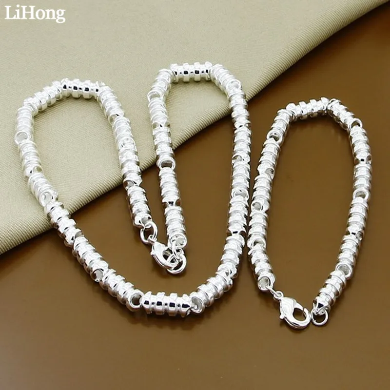 

High Quality 925 Silver Jewelry Set bamboo Festival Necklace Bracelet Two-Piece Elegant Party Gift