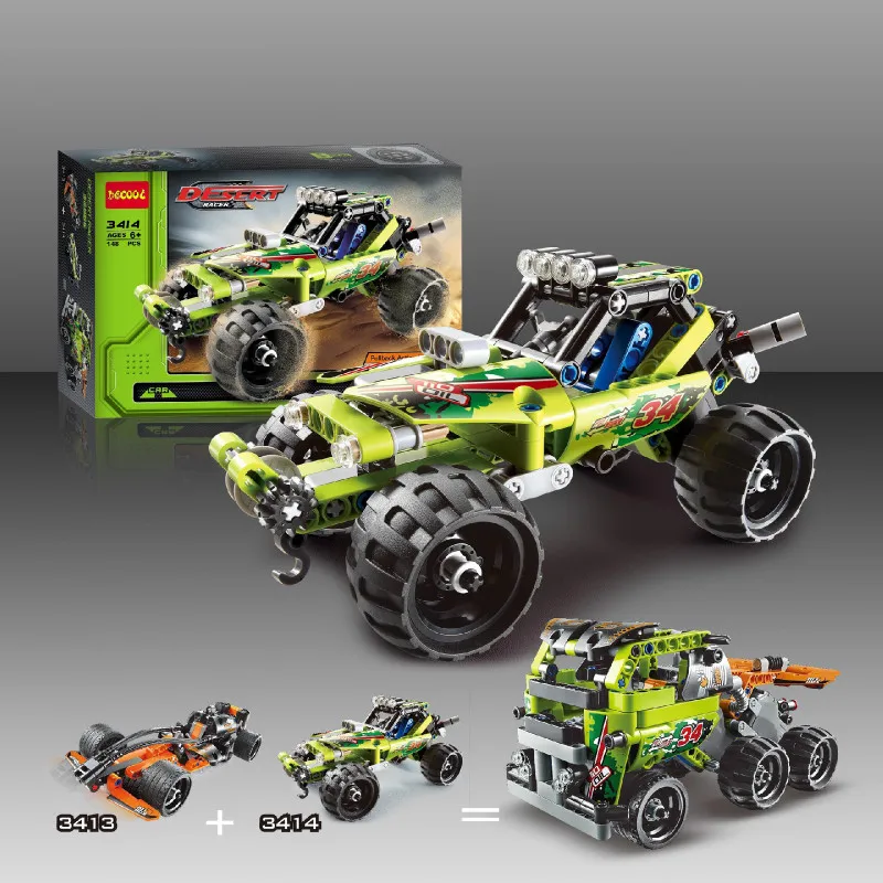 

3411-18 Technical 2 in 1 warrior off-roader racer Car Model 3D building set Warrior sports car Baby kids 3363 Toys lepin