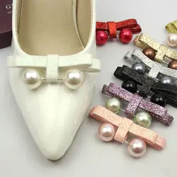BSAID1 шт PU жемчужина бантом обуви клипы сверкающих для женщин обуви клип декоративные аксессуары высокий каблук бабочкой зажим установки