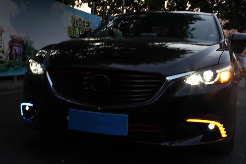 Автомобильные мигающие 2 шт. DRL для Mazda 6, мазда 6, Atenza,,, светодиодный дневные ходовые огни, дневной свет с желтым указателем поворота