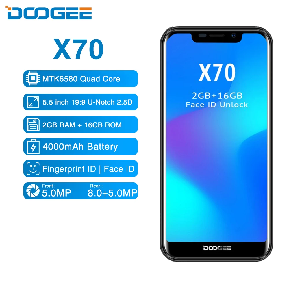 Doogee X70 Mobile Phone Android 8.1 Smarphone