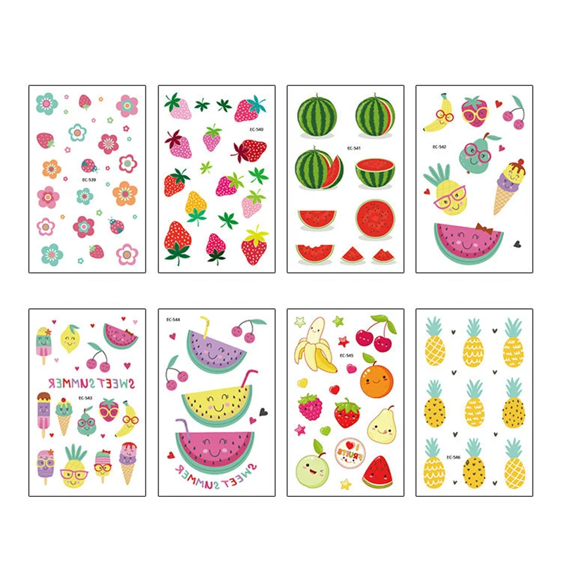 5 шт./лот/партия мультфильм фрукты овощи татуировка наклейки игрушки временные наклейки мороженое Сладкая еда косметика "сделай сам" игрушки Дети тела игрушка для рисования