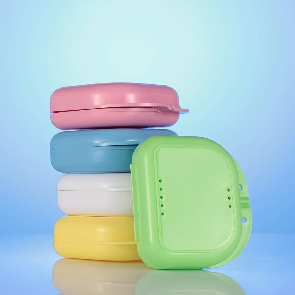

Random Color!1pc Denture Storage Case Dental Orthodontic Retainer Box Mouthguard Container Supplie Tray Dental Supplies Whosale