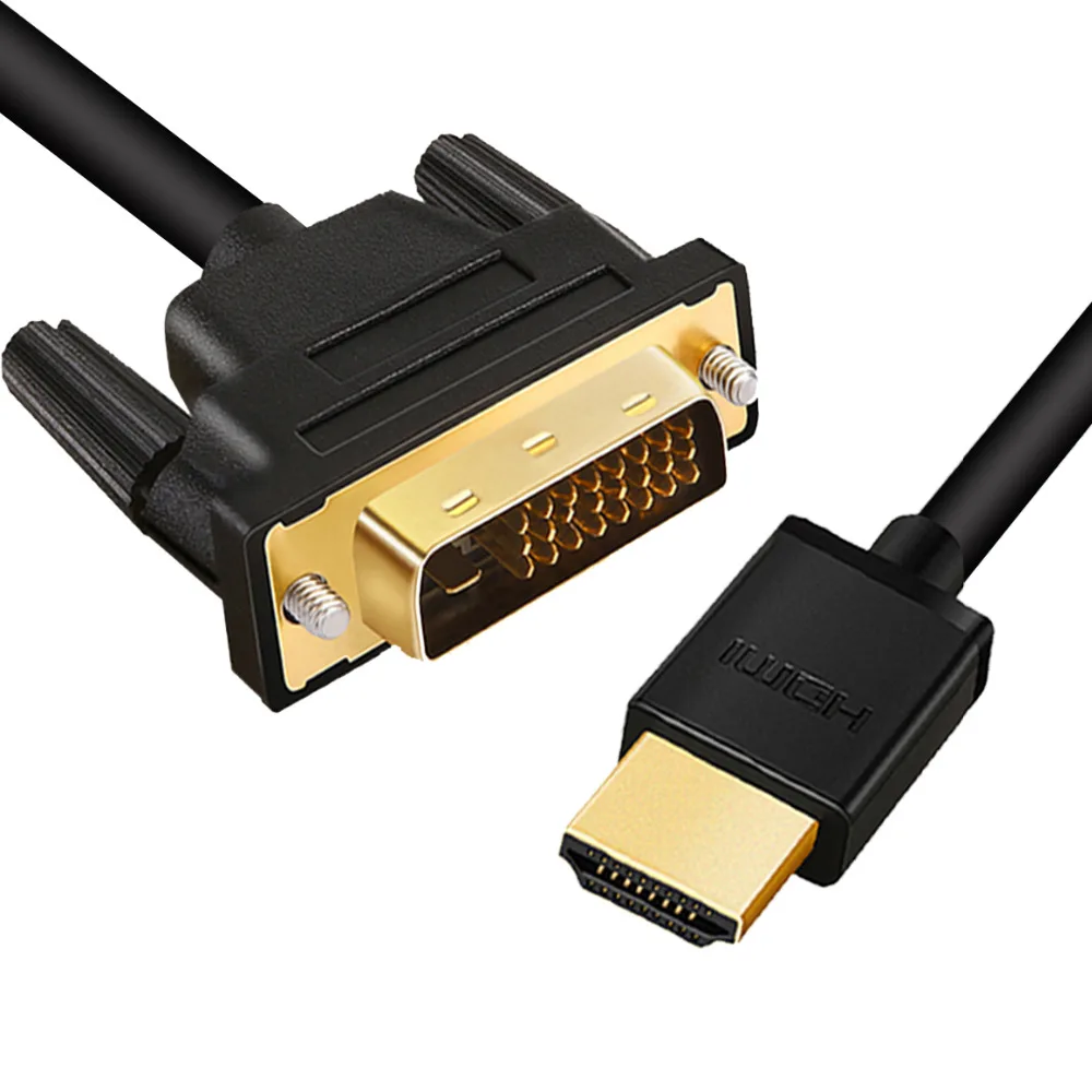 Кабель HDMI-DVI HDMI DVI-D 24+ 1 pin адаптер 1080p DVI D штекер HDMI Мужской конвертер кабель для HDTV DVD проектор 1 м высокая скорость