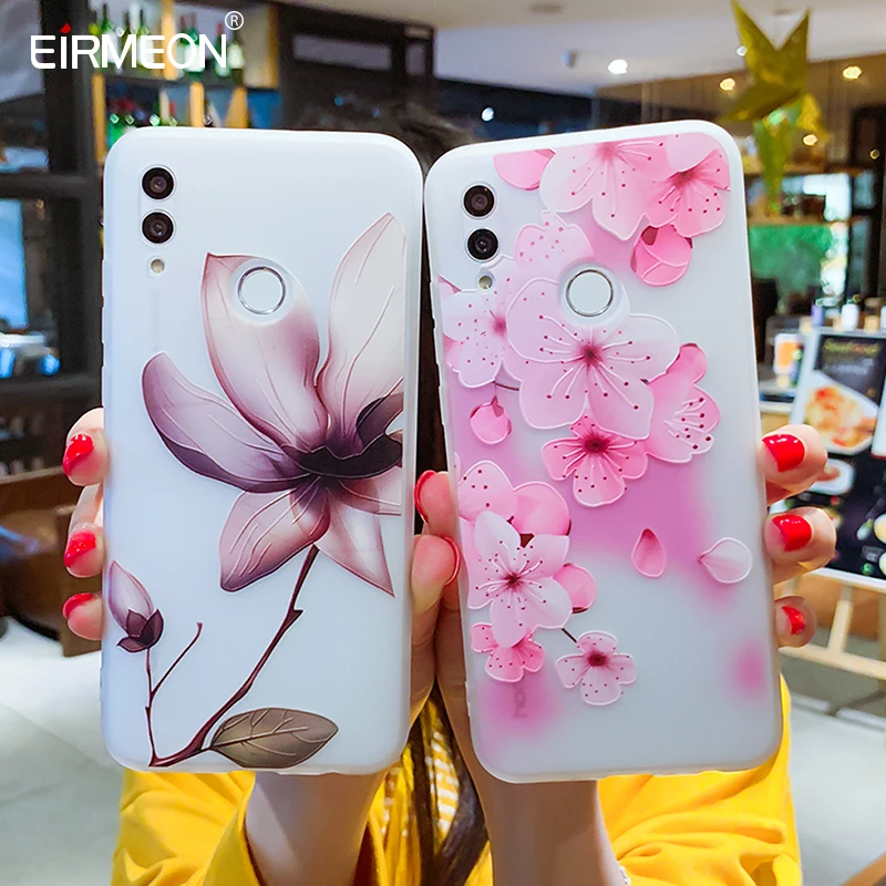 3D рельефные цветочные чехлы для Huawei Mate 20 Pro чехол P Smart 10Lite P20 Y7 Y9 2019 Матовые ТПУ