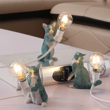 

Art LED EU/USA Plug On/off Switch White Black Grey Cat Kitty Animal Table Desk Lamp Light Kid's Room Cute Animal Night Light