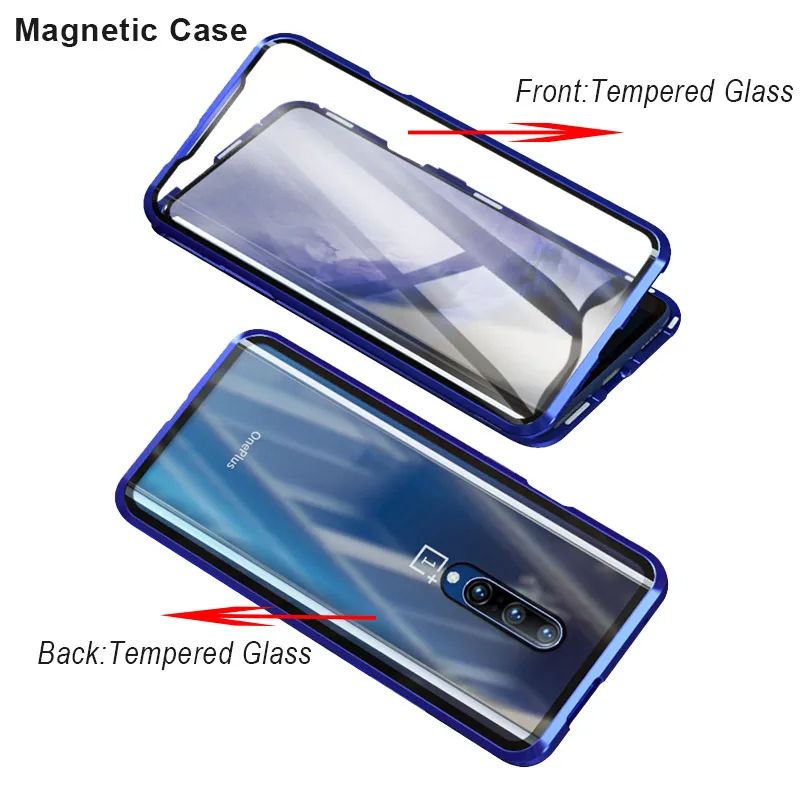 

Oneplus 7 Pro Case Oneplus 7 Double Sides Dual Tempered Glasses Metal Bumper Magnetic Case For One Plus 1+ 7 7Pro Cover Frame