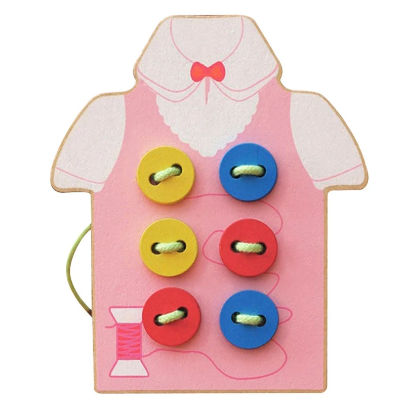 

Mayitr Sewing Button Game Beads Lacing Board Kids Montessori Educational Toys Wooden Early Learning Toy Creative Children Gift