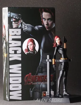 

ALEN 22cm Marvel Anime The Avengers 2 Black Widow Garge Kits Super Hero Black Widow Action Figure Double Gun In Hand Model